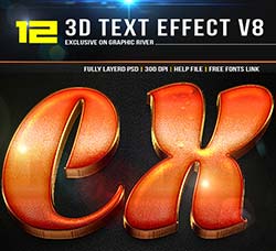 PS图层样式－12个3D文本效果：12 3d Text Effect v8